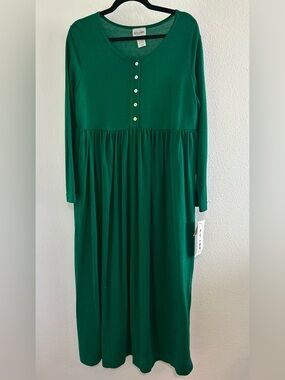 1045 Park Green Long-Sleeve Henley Maxi Dress